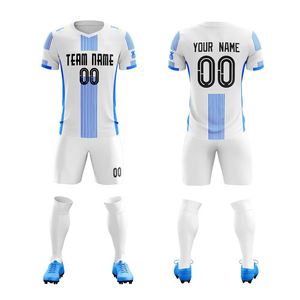 Ropa Deportiva de Entrenamiento, Cuello en V, Manga Corta, Transpirable, 100% Poliéster, Conjunto de Camiseta y Pantalones Cortos de Fútbol, MOQ Bajo, Uniformes Personalizados - Product Image 2
