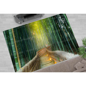 Alfombra Estampada: Alfombras con Paisajes Verdes, Alfombras Personalizadas, Alfombra con Paisaje de Bambú, Alfombra de Terciopelo de Lujo - Product Image 1