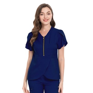 Wholesale Short Sleeve Nurse <b>Scrubs</b> Suit Stand Collar <b>Scrub</b> <b>Sets</b> for Unisex Spandex Material Hospital Use - Product Image 4
