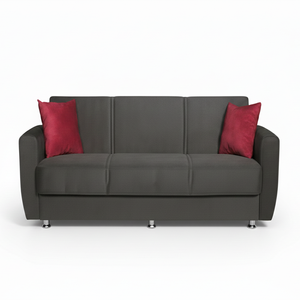 Canapé-lit convertible de style européen avec rangement extensible, cadre en bois massif, mécanisme clic-clac, revêtement en tissu écologique - Product Image 1