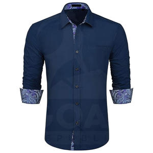 เสื้อเชิ้ตผู้ชายทรงเข้ารูป แขนยาว ติดกระดุม สไตล์ลำลอง/ทางการ ผ้าโพลีเอสเตอร์/คอตตอน ระบายอากาศได้ดี เหมาะสำหรับฤดูใบไม้ผลิ - Product Image 4