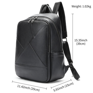 High Popular Genuine Leather Backpack Men Waterproof Business Travel Schoolbag Backpack Laptop <b>Bag</b> Men Leather Backpack - Product Image 3