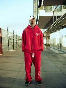 Logo personnalisé 100% coton Ensemble pantalon de survêtement à capuche avec fermeture éclair pour hommes Survêtement de jogging à fond de cloche pour la sérigraphie d'hiver - Product Image 4