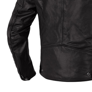 Chaqueta de invierno de alta calidad para hombre, diseño OEM, estilo de motorista negro, cuello con capucha de cuero genuino, chaqueta cálida de moda para hombre - Product Image 5