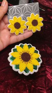 Boucle d'oreille élégante brodée en forme de cœur perlée à la main avec look de luxe de graine avec appel à la mode à la mode pour fille - Product Image 5