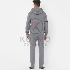 Conjunto de ropa de gimnasio de fitness transpirable personalizada de talla XL para hombre Sudadera con capucha de manga larga gris con logotipo impreso Ropa de entrenamiento de lana de invierno - Product Image 3