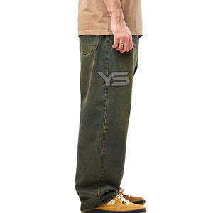 Pantalones vaqueros de mezclilla rectos informales de cintura media, pantalones vaqueros transpirables de Color sólido, suministro ODM para todas las estaciones, invierno, primavera, verano, oscuro - Product Image 5