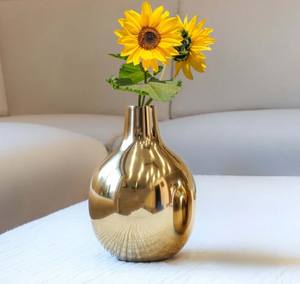 Florero de Metal de lujo para decoración del hogar, centro de mesa decorativo con acabado dorado para el hogar, sala de estar, oficina, Hotel, mesa, uso Interior - Product Image 4