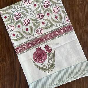 Indian Handmade Cotton Table Cloth Beautiful Hand Block Printed Cotton Table Cover for Wedding Table Cloth for Sale - Product Image 5