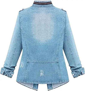 Chaqueta Vaquera de Mujer al por Mayor, Panelada, 440g, Algodón, Lavado a la Piedra, Corte Regular Informal, Estampado Digital, Color en Contraste, Invierno Otoño - Product Image 6