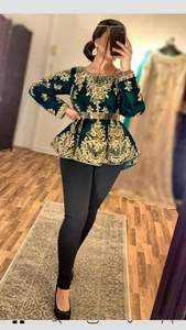 Traditional 2023 Algerian <b>Jacket</b> Beautiful Zari Embroidery Silk Material Crystal Glass Beadsstone Dabka Work Embellished <b>Jacket</b> - Product Image 2