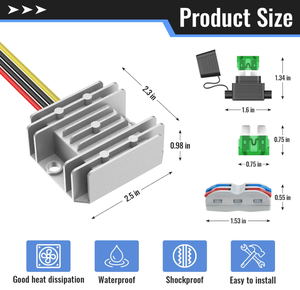 Преобразователь напряжения для гольф-каров DC/DC 36В-48В в 12В 10А 120Вт, водонепроницаемый IP67, высокоэффективный понижающий преобразователь - Product Image 2