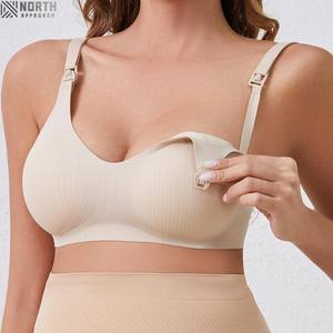 Sujetador de lactancia de realce para mujer de talla grande, Sujetador de lactancia con almohadilla extraíble de maternidad sin costuras, Sujetador de lactancia - Product Image 1