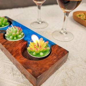 Handmade Resin and <b>Wood</b> Candle <b>Holder</b> with Scented Wax Decorative Aromatherapy Candle for Home Décor - Product Image 6