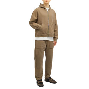 Fabricantes de ropa, chándales personalizados para hombre, 100% algodón, cremallera completa, conjunto de Sudadera con capucha y pantalones de chándal - Product Image 1