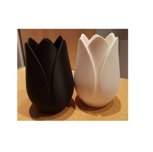 Vase à fleurs en aluminium blanc avec vase à fleurs décoratif noir fleur préservée avec coutume - Product Image 1