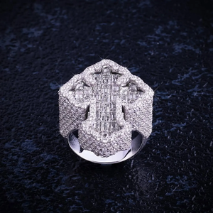 Anillo Elegante de Plata de Ley 925 con Baño de Rodio para Hombre, Estilo Hip Hop, con Incrustaciones de Moissanita en Forma de Flor - Product Image 5