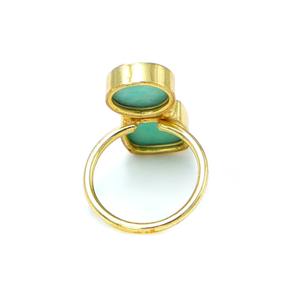 Cojín de amazonita, piedra preciosa Natural chapada en oro de 18 quilates, conjunto de bisel CERTIFICADO DE TERCEROS, anillo de declaración elegante de moda para mujer, boda - Product Image 3