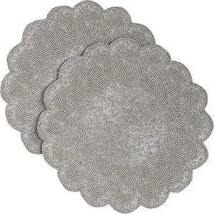 Napperon de chargeur festonné argenté perlé à la main élégant beau complément pour votre tapis et tampons perlés en verre de table de dîner - Product Image 3