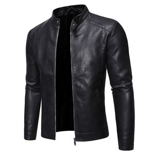 High Quality Classic Biker Motorcycle Pu Faux Blazer <b>Slim</b> <b>Fit</b> Windproof Black Leather <b>Jacket</b> for <b>Mens</b> Chaqueta De Cuero - Product Image 6