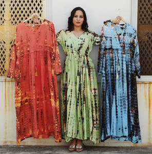 ชุดเดรสยาวผ้าเรยอนสำหรับผู้หญิง, ชุดเดรสชายหาดมัดย้อมผ้าเรยอนใส่เที่ยวทะเลแขนยาว - Product Image 4