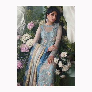 Elegante vestido estampado de manga larga para boda pakistaní Salwar Kameez con Dupatta hecho de seda y algodón - Product Image 4