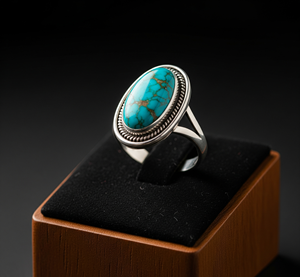 Anillo de Moda Hecho a Mano con Turquesa, Engaste Personalizado, Venta Especial, Joyería para Fiesta, Regalo para Mujer, Chapado en Rodio - Product Image 5