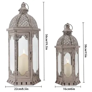 Estilo Vintage Fancy Gold Lantern Metal Candelabros Logotipo personalizado Home & Hotel Linternas colgantes decorativas - Product Image 3