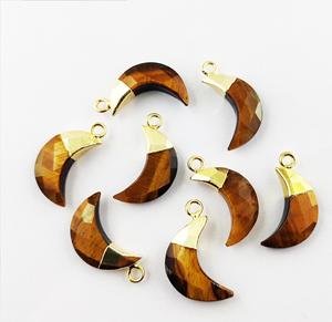 Multi color piedra preciosa galvanizada media luna tallada D media luna piedra colgante encantos - Product Image 6