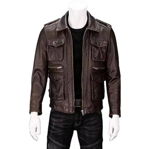 Chaqueta de Piel de Oveja de Primera Calidad con Forro Sherpa, Estampada, Transpirable, Ignífuga, con Ribete de Piel de Alto Rendimiento, para Todas las Temporadas, para Hombre - Product Image 1