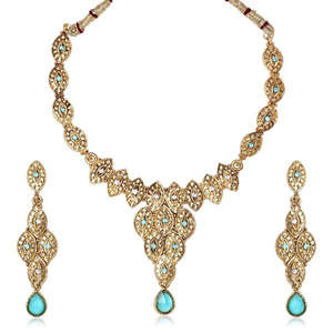 Kriaa Fine Jewelry <b>Sets</b>-Blue Austrian Stone <b>Gold</b> Plated Necklace 1100526 - Product Image 1
