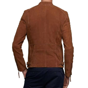 Chaquetas de Cuero Genuino para Hombre en Gamuza Marrón Personalizadas, Chaqueta de Motociclista de Cuero de Alta Calidad, Perfecta para Todas las Temporadas - Product Image 5