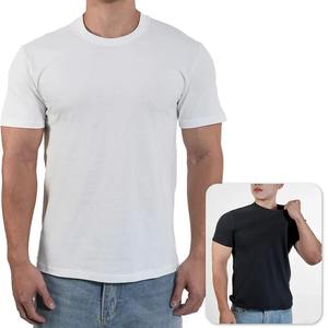Camiseta con cuello redondo para hombre y mujer, Camiseta de algodón de alta calidad, camisetas de manga corta de Color sólido, camisetas transpirables en blanco y negro - Product Image 5