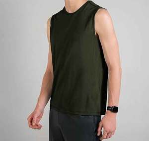 Camisetas sin mangas de entrenamiento verde oscuro para hombre, ropa activa de culturismo de verano, ropa de gimnasio lisa sin mangas, estilo de camiseta - Product Image 6