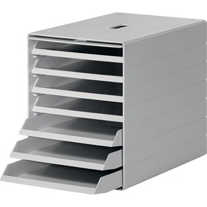 Retractable Flap Grey <b>Drawer</b> Box with 7 <b>Drawers</b> H322 X W250 X D365 mm Durable Desktop & <b>Drawer</b> Organizer - Product Image 1