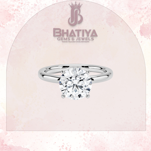 Anillo de compromiso de diamantes cultivados en laboratorio de 1-3 CT de corte redondo 10K/14K/18K Juego de puntas de oro sólido regalo para mujeres y niñas - Product Image 5