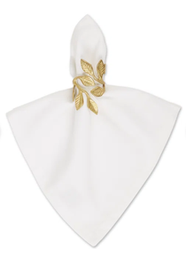 Porte-anneau de serviette en acier inoxydable écologique de style américain de feuilles d'or de luxe pour les mariages dîners à collectionner - Product Image 1