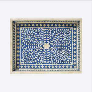 Nouvelle arrivée Motifs floraux Plateau de service en incrustation d'os pour les fêtes de Noël - Product Image 3