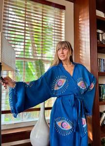 Nouveauté 2025, Kimono d'été en coton fait à la main pour l'été, mauvais œil, Festival, printemps décontracté, à manches longues, Kimono pour femmes, meilleur - Product Image 4