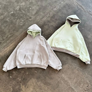 เสื้อฮู้ดแบบสวมหัวแขนปกติของผู้ชายเสื้อสเวตเตอร์ของผู้ชายผ้าฝ้าย100% มีฮู้ดสองชั้นออกแบบได้ตามต้องการ - Product Image 6