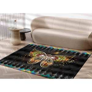 Butterfly <b>Chenille</b> <b>Rug</b>: Custom Black Accent <b>Rug</b>, Printed <b>Rug</b>,Nonwoven Soft <b>Rug</b> - Product Image 3