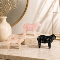 Figurine d'animal en cristal de quartz rose naturel sculptée en forme de mouton pour la décoration intérieure, l'autel de méditation et comme cadeau de collection