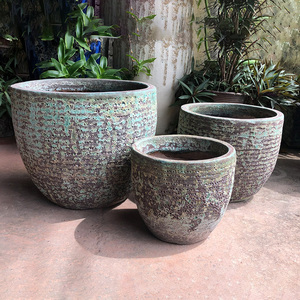 Maceta de cerámica Vintage con efecto de ebullición único, maceta grande hecha a mano para exteriores, acabado esmaltado, fábrica de jardín para el hogar, venta al por mayor, OEM ODM - Product Image 3