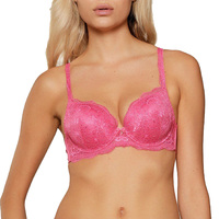 BH Wanita Lace Push-Up 3/4 Cup, Bahan Spandex/Katun Ramah Lingkungan, Cepat Kering, Bernapas, Dengan Kawat Penyangga, Tali di Belakang dan Depan