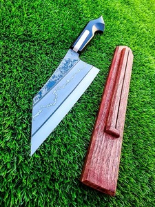 Bellamente diseñado hoja grabada de acero al carbono cuchillo de Chef mango de madera Funda de cuero cuchillos de supervivencia hechos a mano soporte OEM DIY - Product Image 2