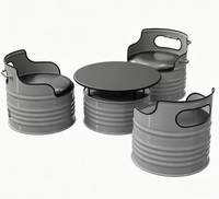 Ensemble table et chaises de bar style industriel, canapé de café personnalisé en forme de fût en fer, créatif et tendance