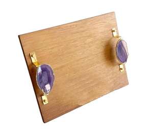 Plateau de service en marbre et en bois dernier modèle en bois naturel et résine avec poignée en métal pour la vaisselle et la cuisine en vente chaude - Product Image 4