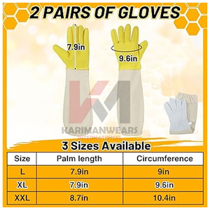 Guantes de Trabajo para Apicultura, Manga Larga, Anti-Picaduras de Abeja, Guantes de Seguridad de Lona con Palma de Cuero Vacuno - Product Image 3