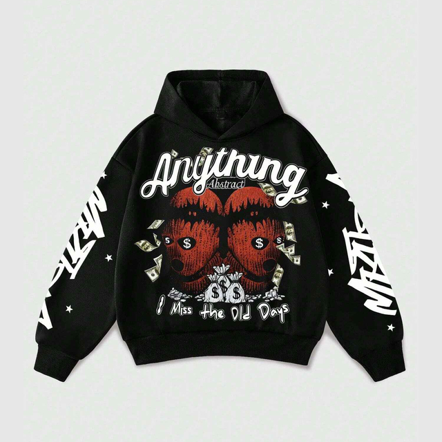 2024 Men's Custom DTF Printing Hoodie High Quality Men's Retro Portrait Print Loose Cropped Sweatshirt Hoodie for Men's