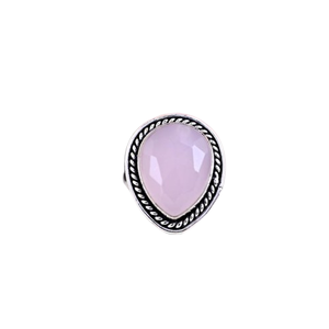Anillo de Plata de Ley 925 estilo bohemio hecho a mano, joyería de piedras preciosas de cuarzo rosa para mujer, regalo de boda de tendencia chapado en rodio para mamá - Product Image 1